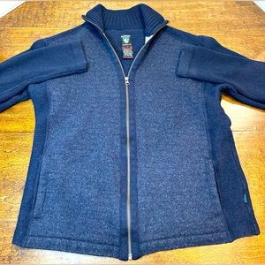Kuhl Sweater Blue 100% Merino Wool Full Zip Mock Neck Outdoor Men’s Large